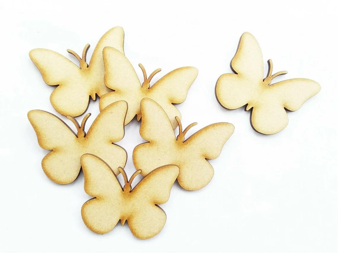 Pack of 20 Wooden MDF Butterfly Shape Cutouts | 2 Inch Wooden Craft Blanks for DIY Projects | Unfinished Wood Ornament for Painting, Kids Art & Scrapbooking |